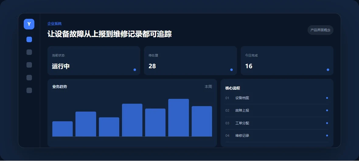 让设备故障从上报到维修记录都可追踪 产品界面示意图