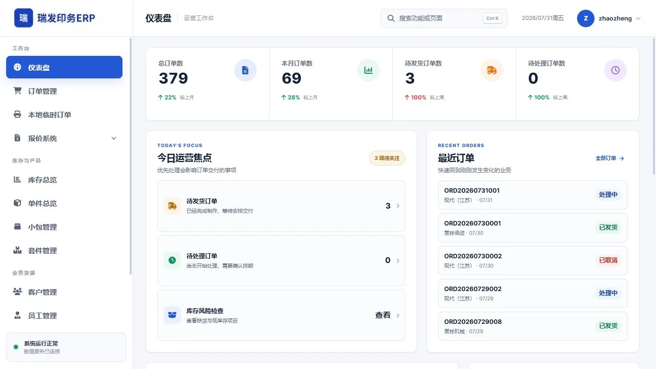 工业标识订单与库存协同系统项目界面