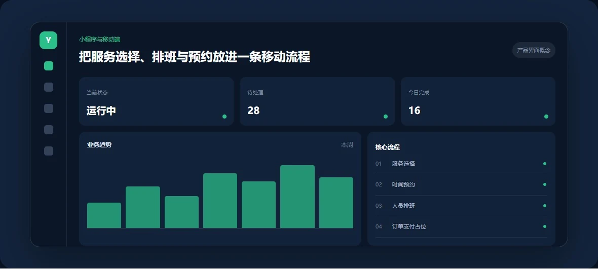 把服务选择、排班与预约放进一条移动流程产品探索界面
